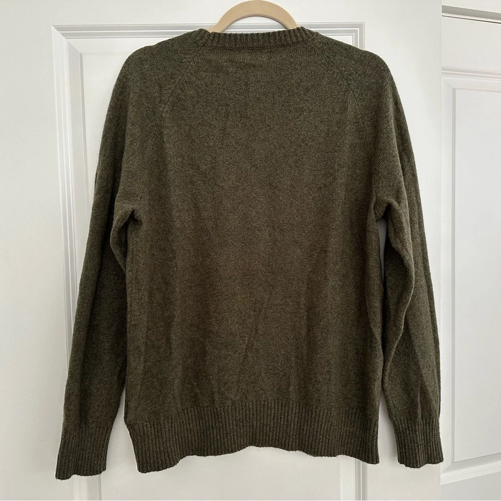 J. Crew Olive Green Crewneck Sweater In Super Soft Lambswool Blend